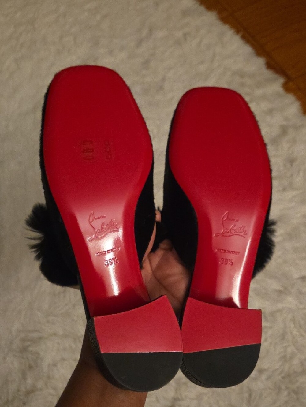Black Fur Slide Mules - Women - Picture 3 of 7